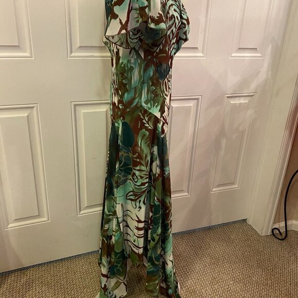 Robbie Bee Vintage Y2K 90’s Teal Paisley Fit & Flare Flowy Dress Size 16 - Picture 4 of 13